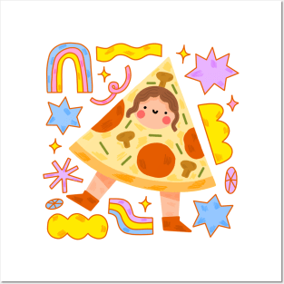 Pizza girl rainbow Posters and Art